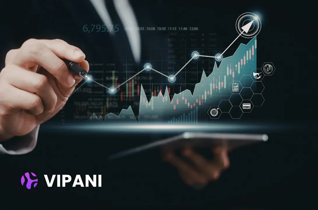 Business analyst tracing a data trend line on a virtual screen